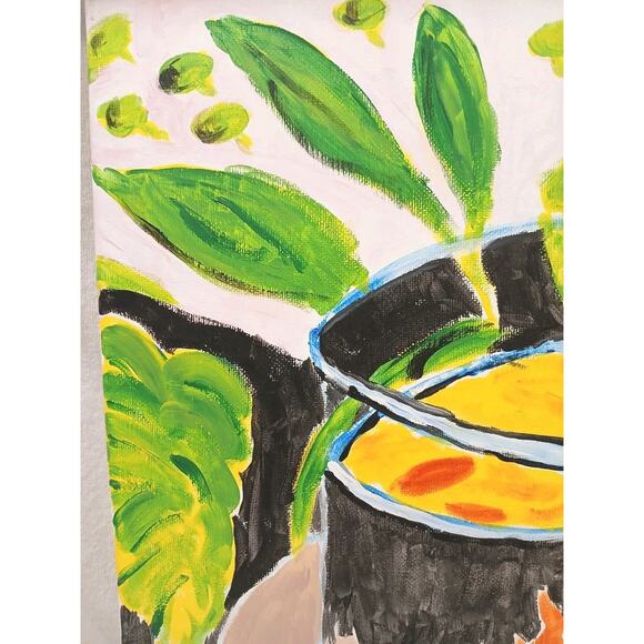 Oil Paiting On Canvas Gold Fish Bowl 20 x 16 Matisse Inspired Coffee Shop Office - Picture 5 of 11